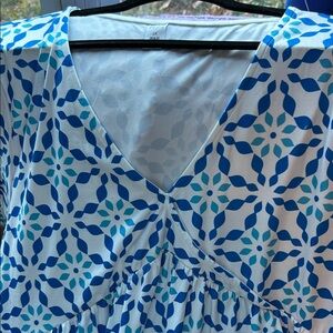 Daisy Teal and White Patterned Dress